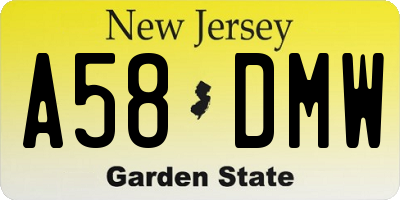 NJ license plate A58DMW