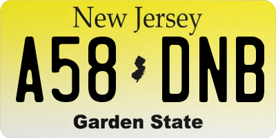 NJ license plate A58DNB