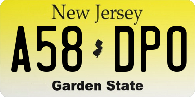 NJ license plate A58DPO