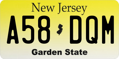NJ license plate A58DQM