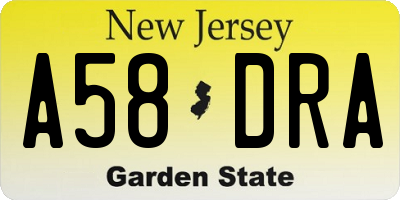NJ license plate A58DRA