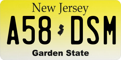 NJ license plate A58DSM