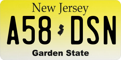 NJ license plate A58DSN