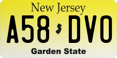 NJ license plate A58DVO