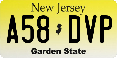 NJ license plate A58DVP
