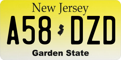 NJ license plate A58DZD