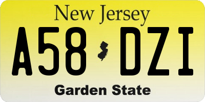 NJ license plate A58DZI