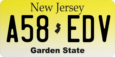 NJ license plate A58EDV