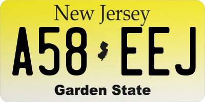 NJ license plate A58EEJ