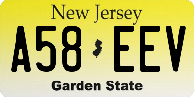 NJ license plate A58EEV