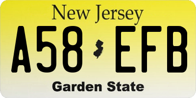 NJ license plate A58EFB