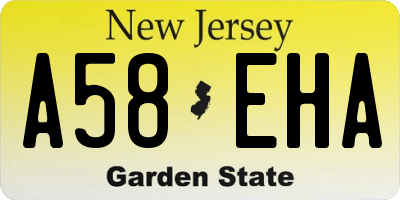 NJ license plate A58EHA