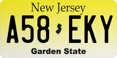 NJ license plate A58EKY
