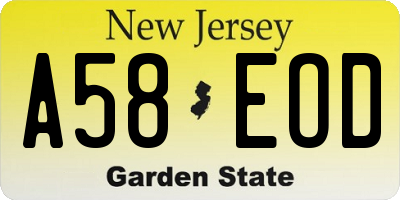 NJ license plate A58EOD