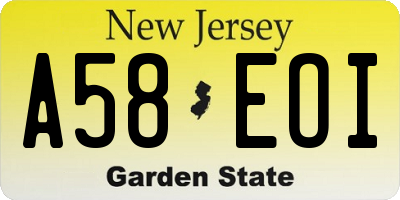 NJ license plate A58EOI