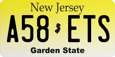 NJ license plate A58ETS