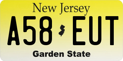 NJ license plate A58EUT