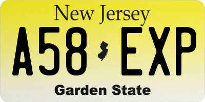 NJ license plate A58EXP