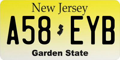 NJ license plate A58EYB