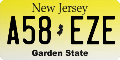 NJ license plate A58EZE