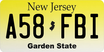 NJ license plate A58FBI