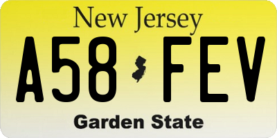 NJ license plate A58FEV