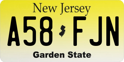 NJ license plate A58FJN