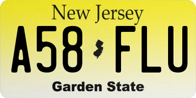 NJ license plate A58FLU