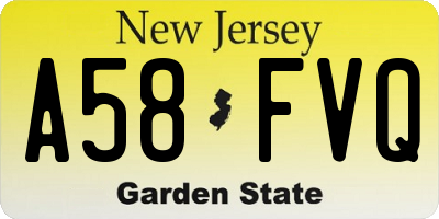 NJ license plate A58FVQ