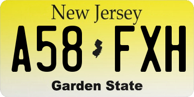 NJ license plate A58FXH