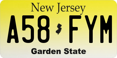NJ license plate A58FYM