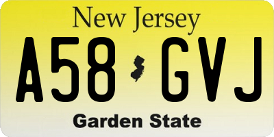 NJ license plate A58GVJ