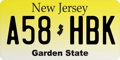 NJ license plate A58HBK
