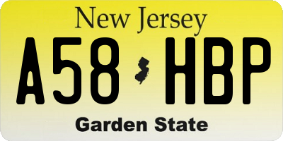 NJ license plate A58HBP