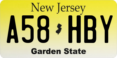 NJ license plate A58HBY