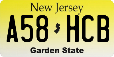 NJ license plate A58HCB