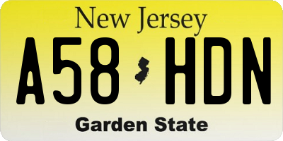 NJ license plate A58HDN