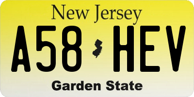 NJ license plate A58HEV