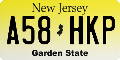 NJ license plate A58HKP