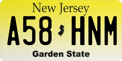 NJ license plate A58HNM