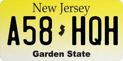 NJ license plate A58HQH