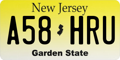 NJ license plate A58HRU