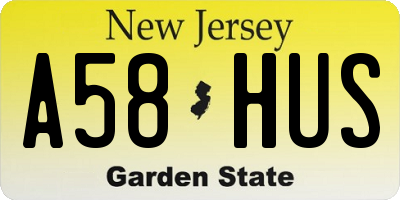 NJ license plate A58HUS