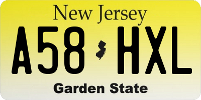 NJ license plate A58HXL