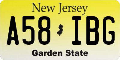 NJ license plate A58IBG
