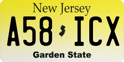 NJ license plate A58ICX