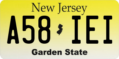 NJ license plate A58IEI