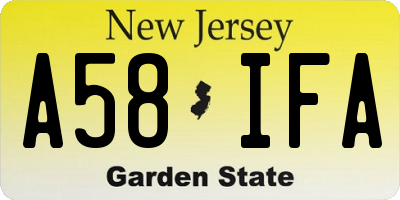NJ license plate A58IFA