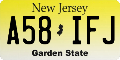 NJ license plate A58IFJ