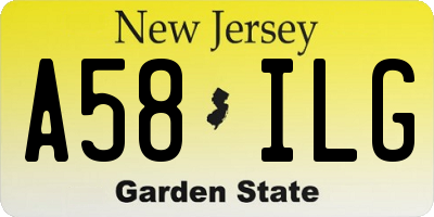 NJ license plate A58ILG